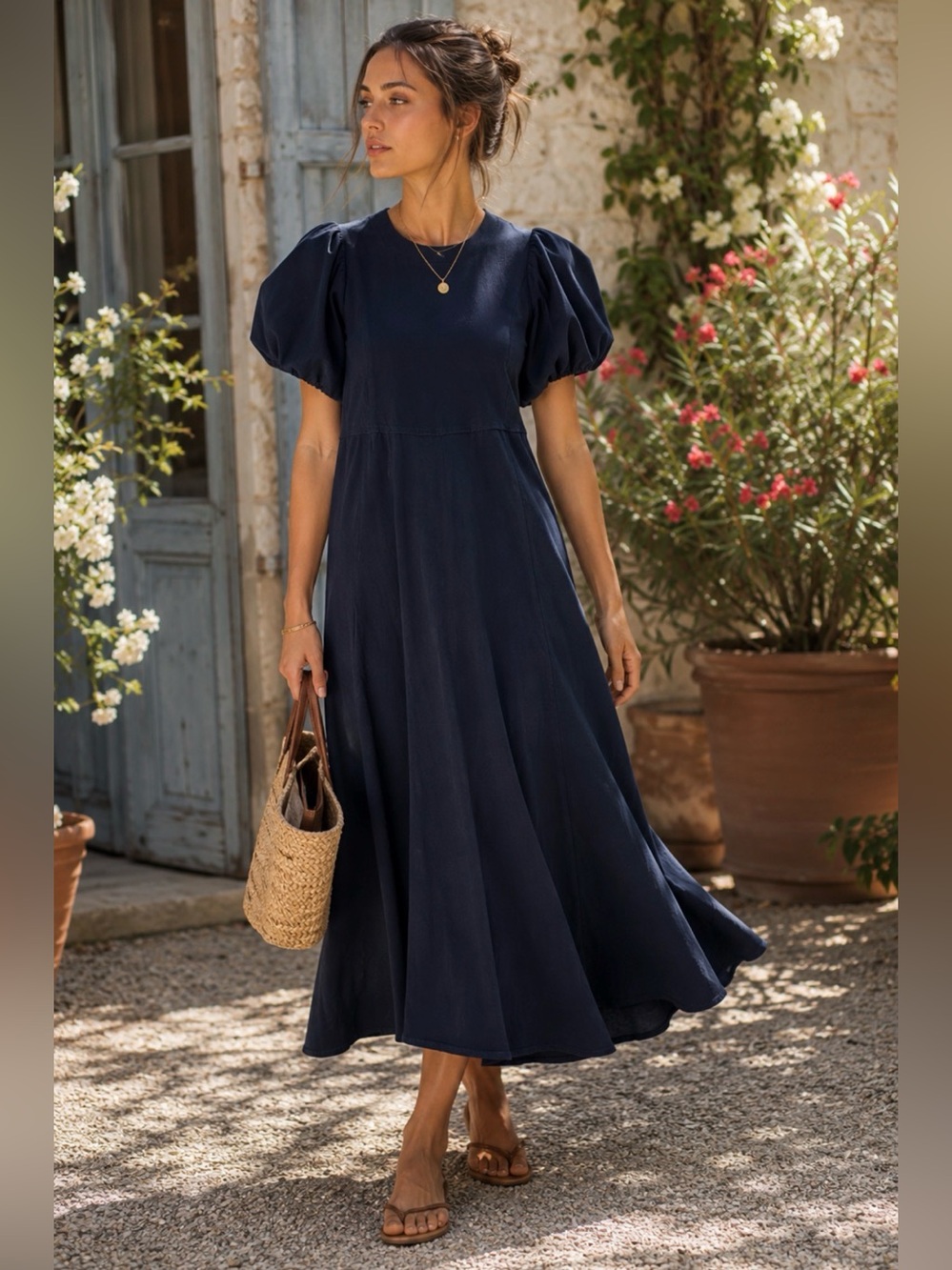 * Free People Black Puff Sleeve Midi Dress Small Cottagecore Romantic Boho